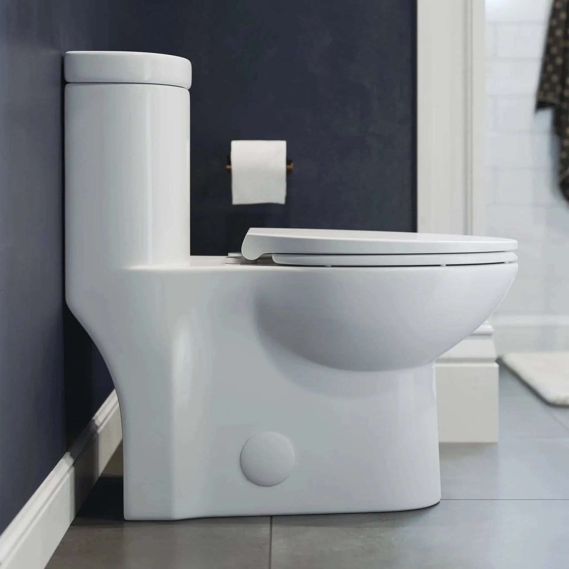 Swiss Madison Sublime 16" x 28" White One-Piece Elongated Floor Mounted Toilet With 1.1/1.6 GPF Dual-Flush Function