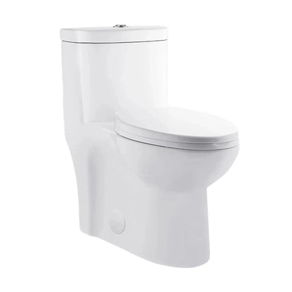 Swiss Madison Sublime 16" x 28" White One-Piece Elongated Floor Mounted Toilet With 1.1/1.6 GPF Dual-Flush Function