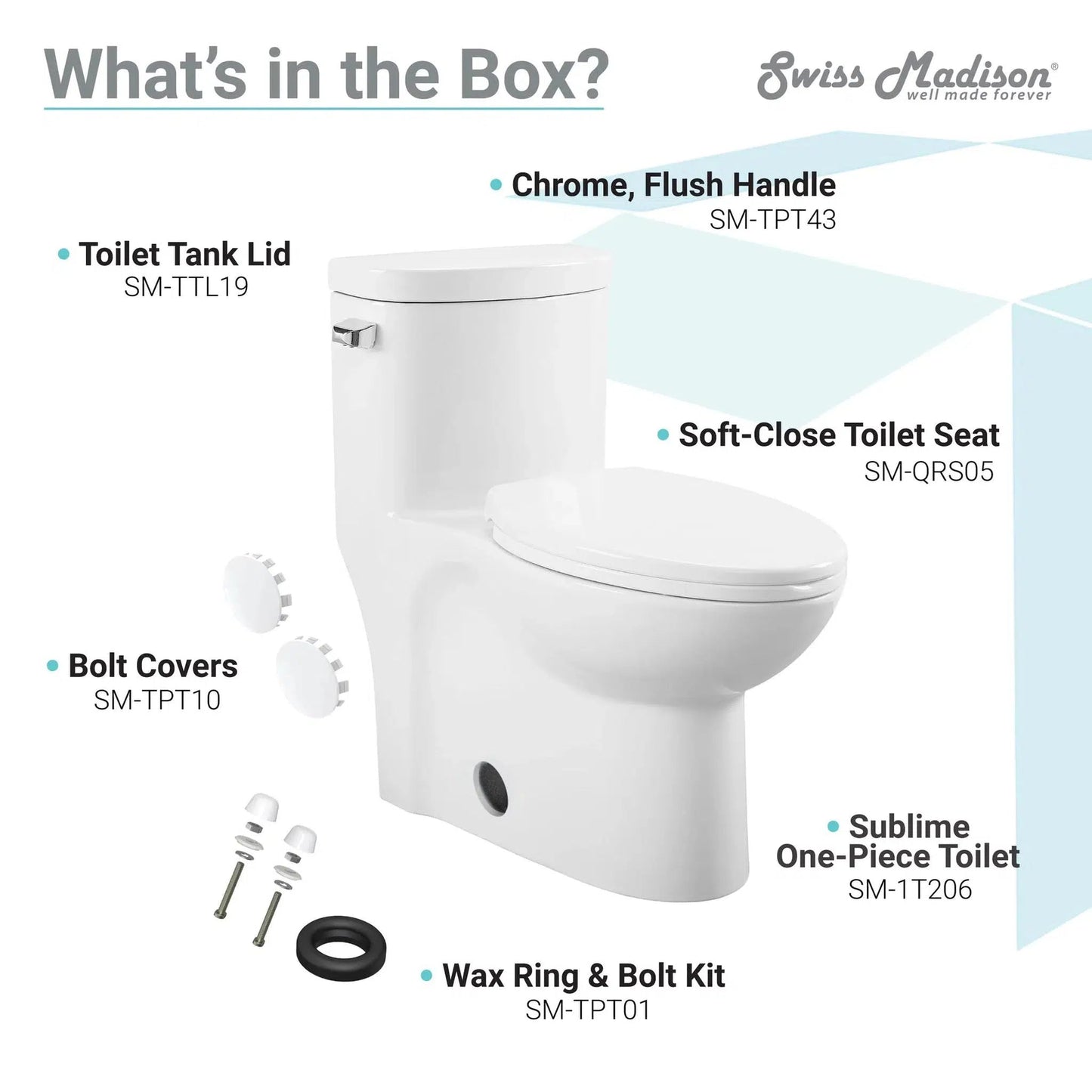 Swiss Madison Sublime 16" x 28" White One-Piece Elongated Floor Mounted Toilet With 1.28 GPF Side Flush Function