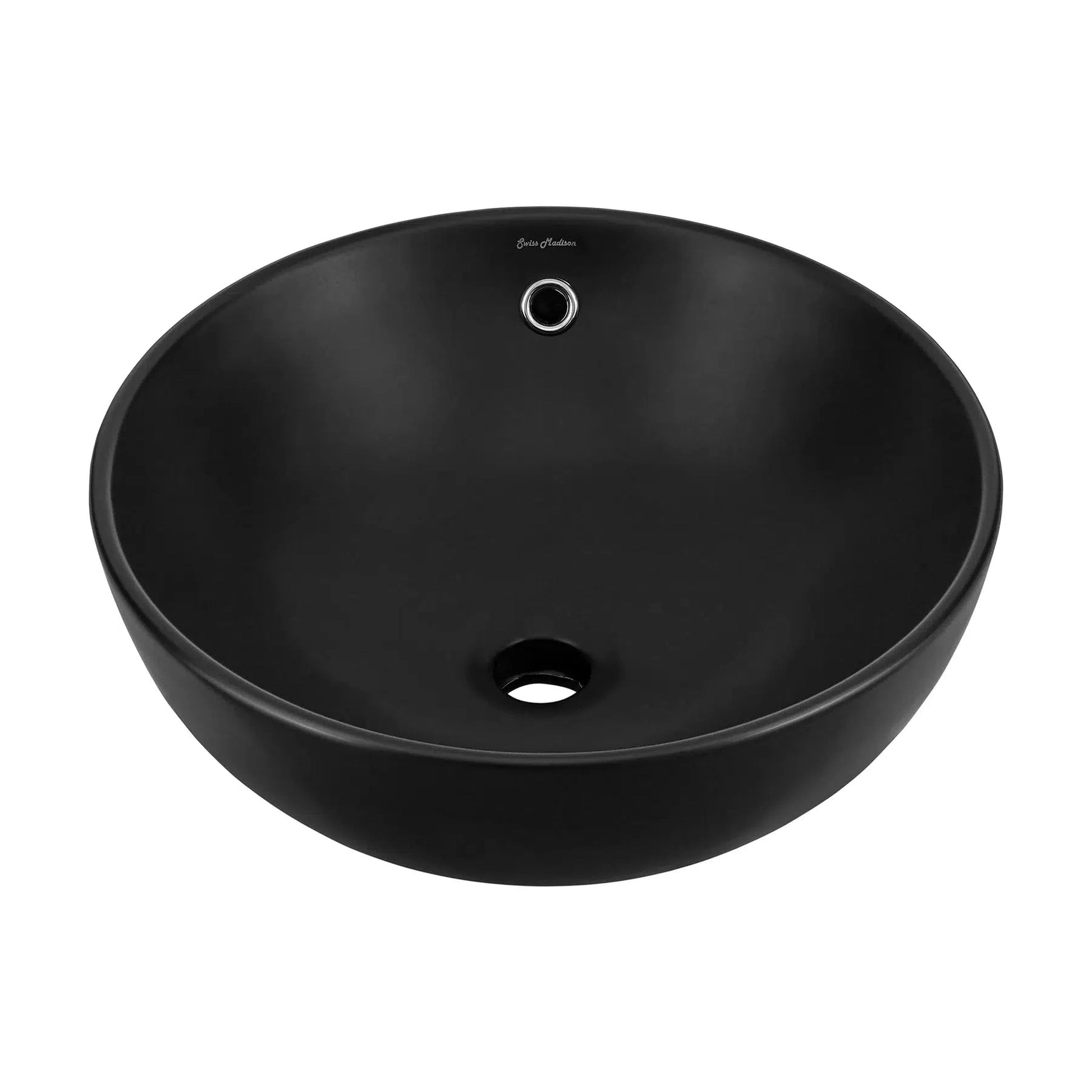 Swiss Madison Sublime 17" x 17" Matte Black Round Ceramic Bathroom Vessel Sink
