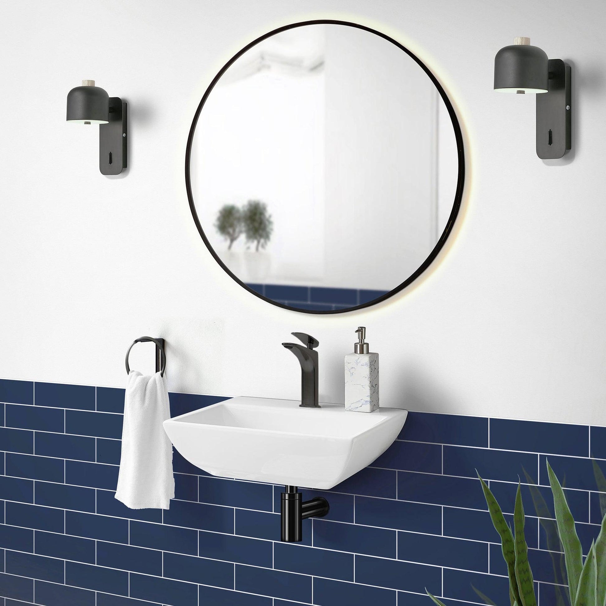 Swiss Madison Sublime 18" x 14" Rectangular White Ceramic Wall-Hung Bathroom Sink With Single Hole Faucet