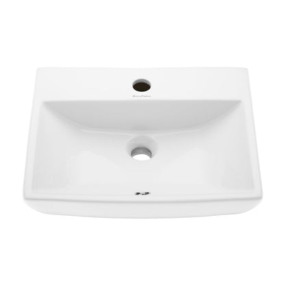 Swiss Madison Sublime 18" x 14" Rectangular White Ceramic Wall-Hung Bathroom Sink With Single Hole Faucet