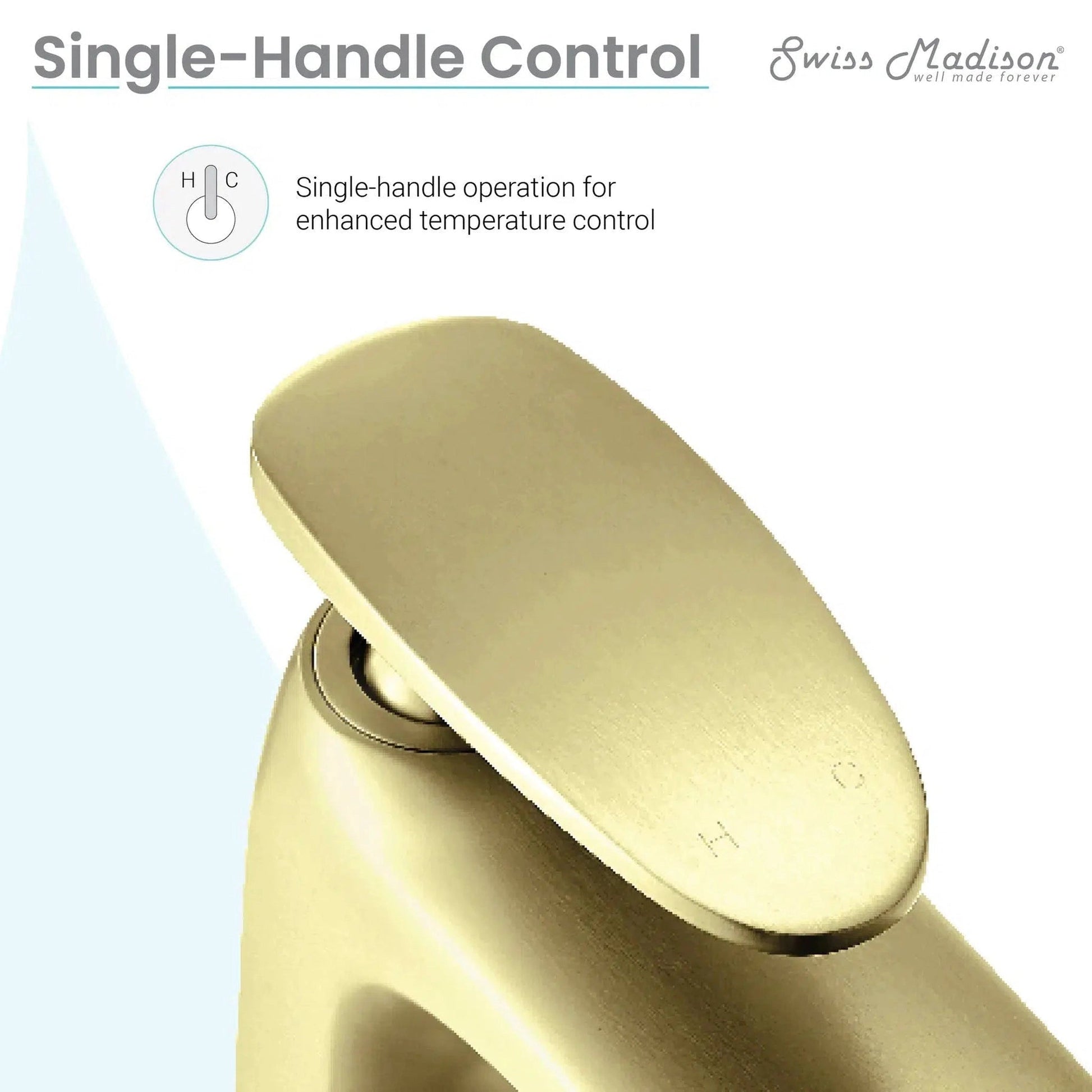 Swiss Madison Sublime 7" Brushed Gold Single Hole Bathroom Faucet With Flow Rate of 1.2 GPM