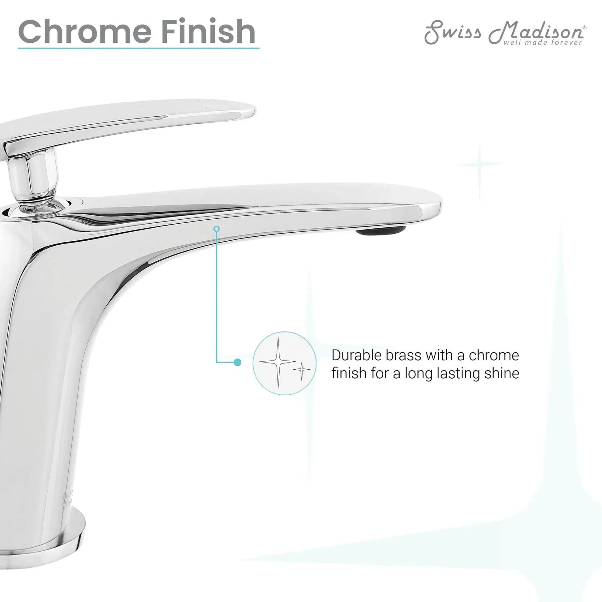 Swiss Madison Sublime 7" Chrome Single Hole Bathroom Faucet With Flow Rate of 1.2 GPM