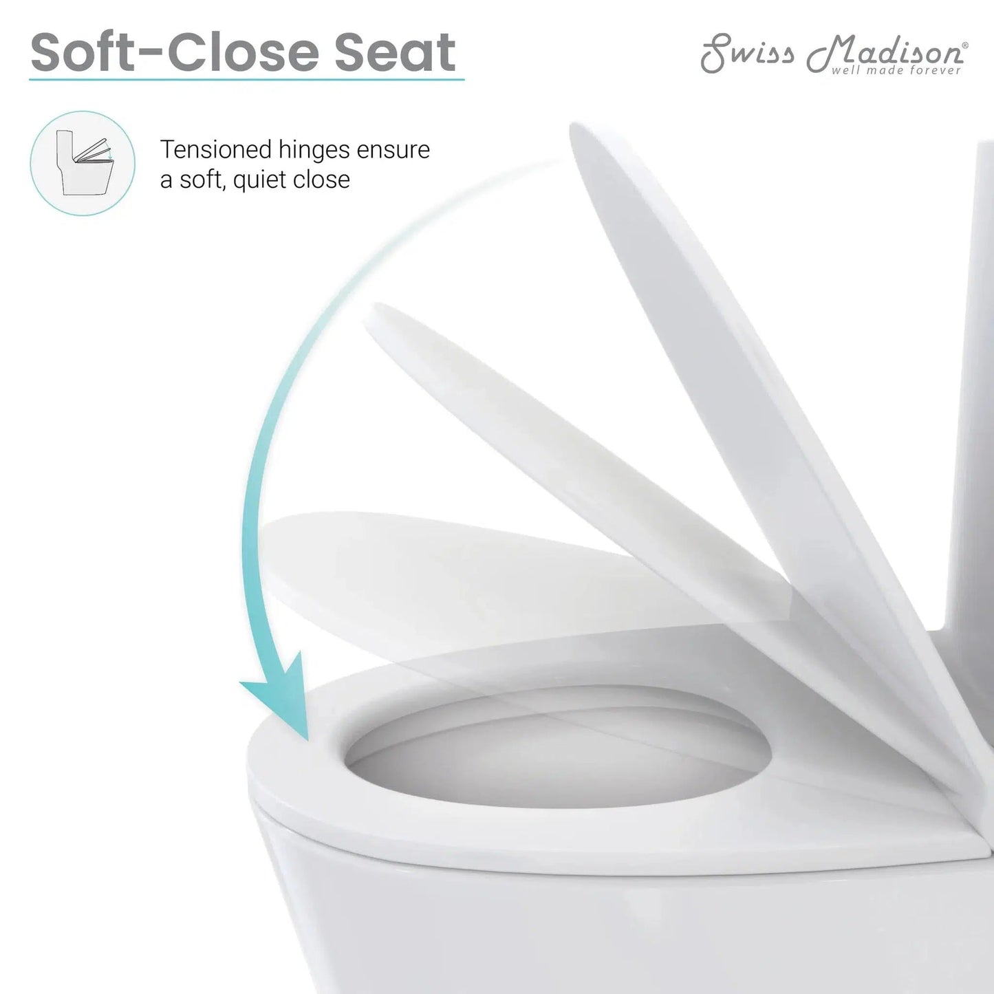 Swiss Madison Sublime II 13" x 27" Glossy White One-Piece Round Floor Mounted Toilet With 12" Rough-In Valve and 1.1/1.6 GPF Dual-Flush Function