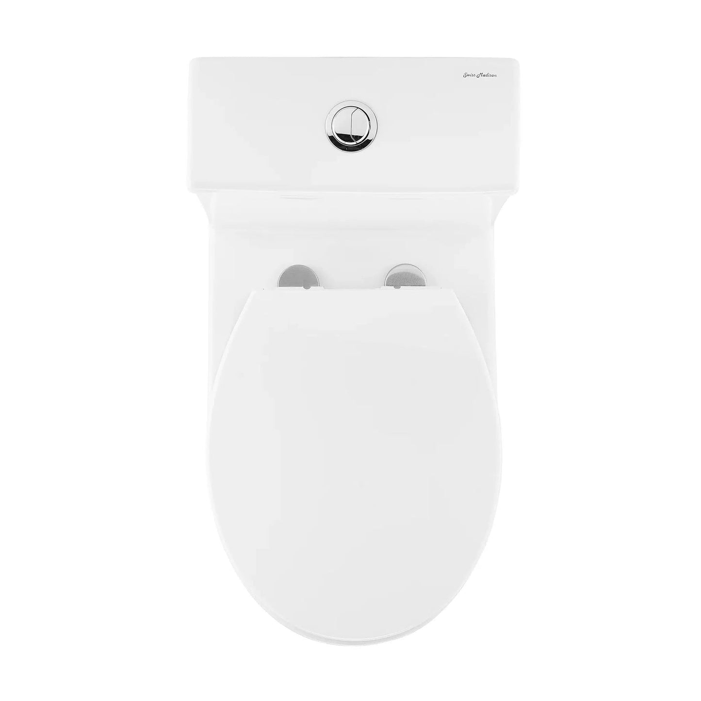 Swiss Madison Sublime III 14" x 29" Glossy White One-Piece Round Floor Mounted Toilet With 0.95/1.26 GPF Vortex Dual-Flush Function