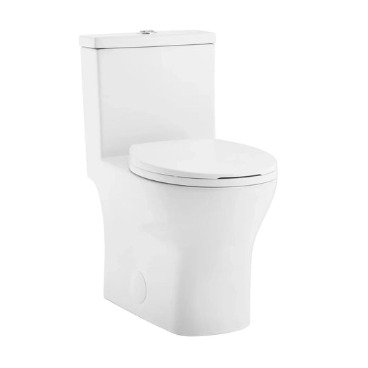 Swiss Madison Sublime III 14" x 29" Glossy White One-Piece Round Floor Mounted Toilet With 0.95/1.26 GPF Vortex Dual-Flush Function