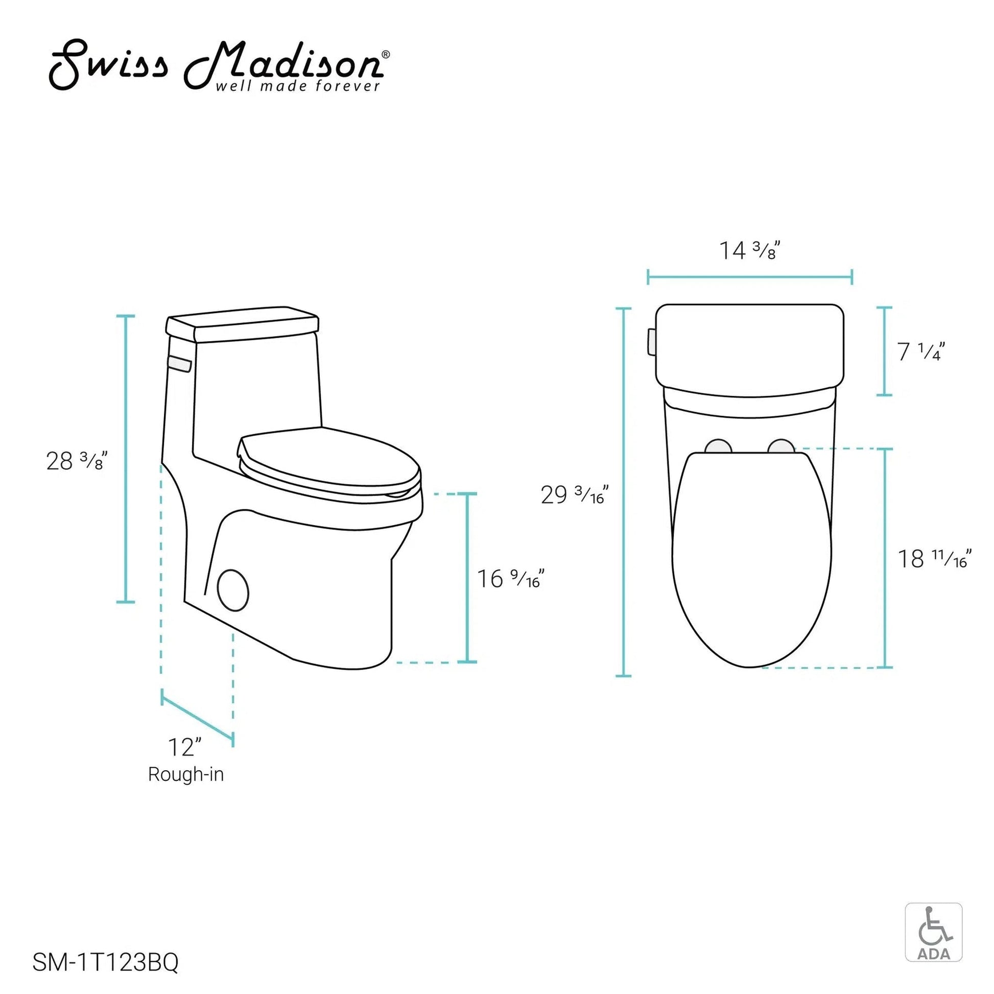 Swiss Madison Virage 14" x 28" Bisque One-Piece Elongated Floor Mounted Toilet With 1.28 GPF Vortex™ Side Flush Function