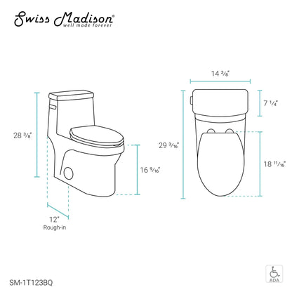 Swiss Madison Virage 14" x 28" Bisque One-Piece Elongated Floor Mounted Toilet With 1.28 GPF Vortex™ Side Flush Function