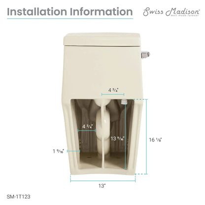 Swiss Madison Virage 14" x 28" Bisque One-Piece Elongated Floor Mounted Toilet With 1.28 GPF Vortex™ Side Flush Function