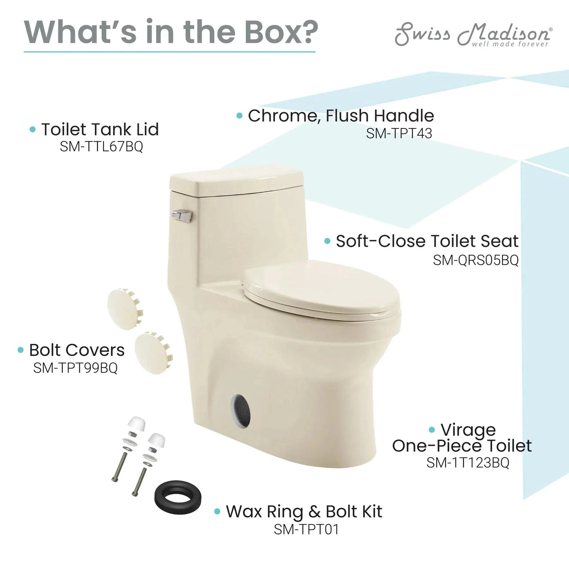 Swiss Madison Virage 14" x 28" Bisque One-Piece Elongated Floor Mounted Toilet With 1.28 GPF Vortex™ Side Flush Function