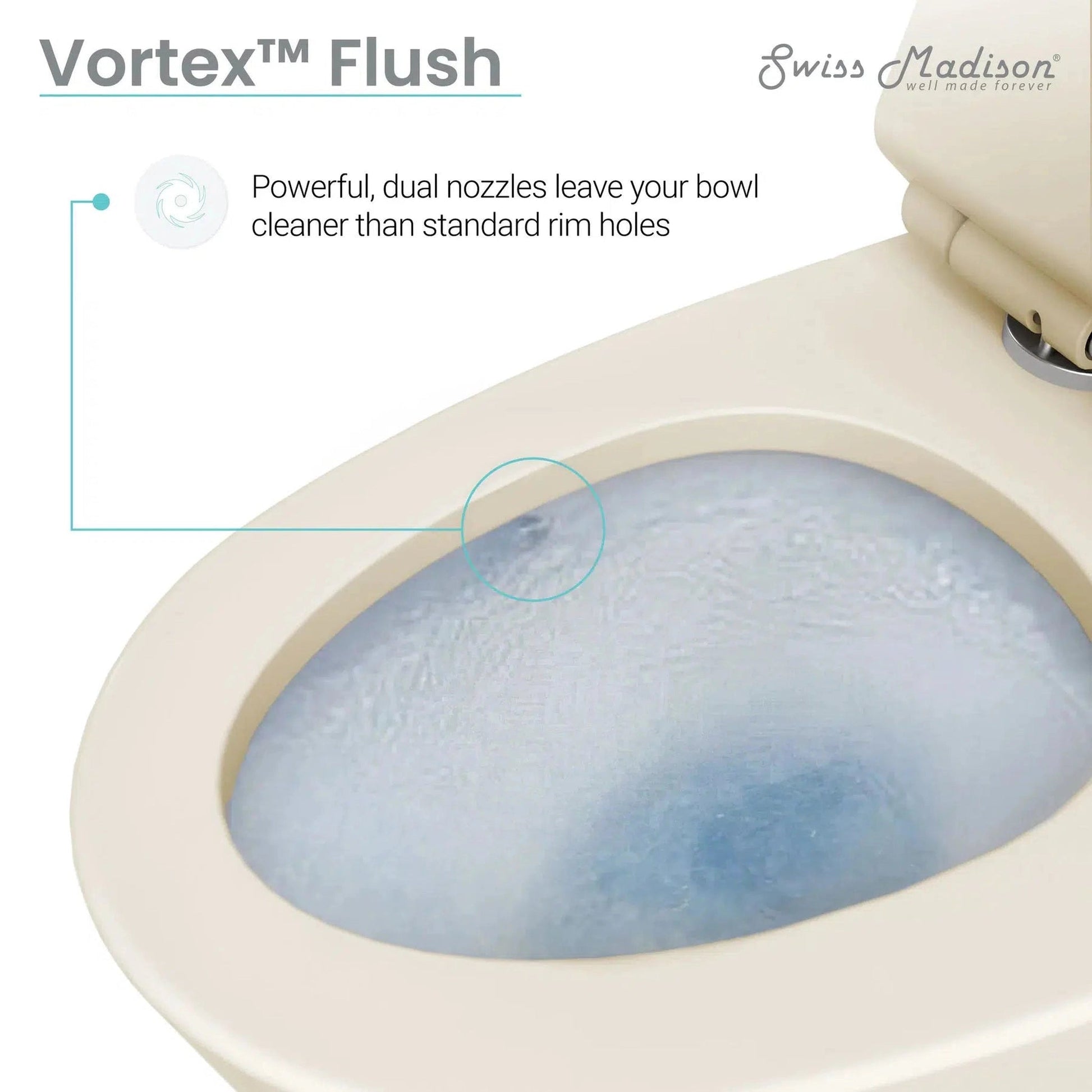 Swiss Madison Virage 14" x 28" Bisque One-Piece Elongated Floor Mounted Toilet With 1.28 GPF Vortex™ Side Flush Function