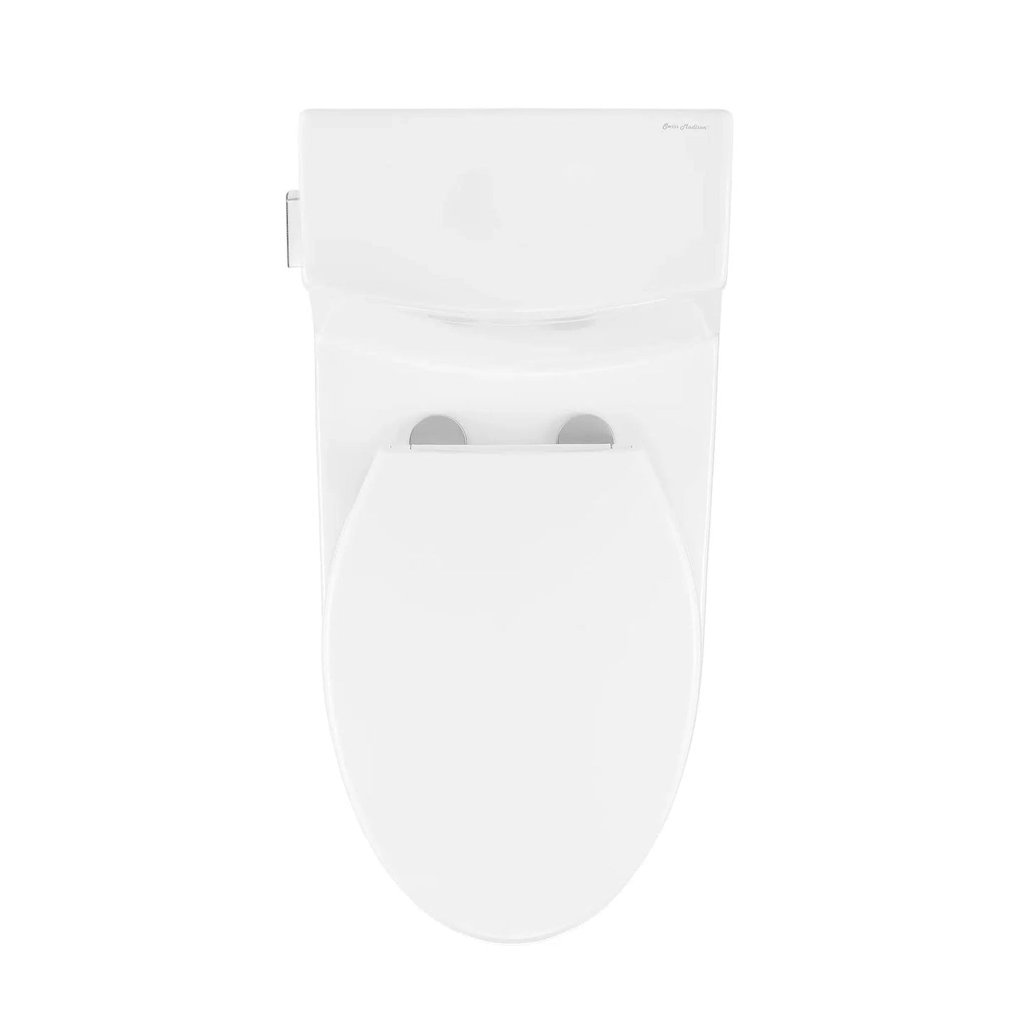 Swiss Madison Virage 14" x 28" Glossy White One-Piece Elongated Floor Mounted Toilet With 1.28 GPF Vortex Side Flush Function