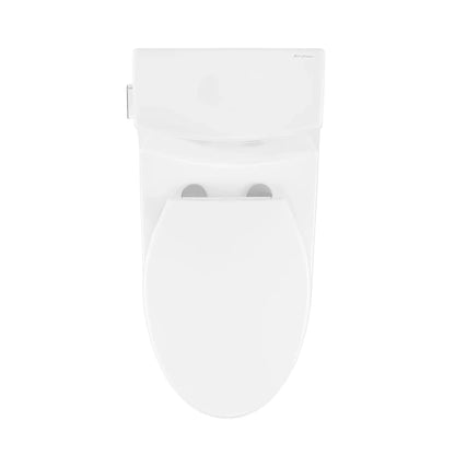 Swiss Madison Virage 14" x 28" Glossy White One-Piece Elongated Floor Mounted Toilet With 1.28 GPF Vortex Side Flush Function