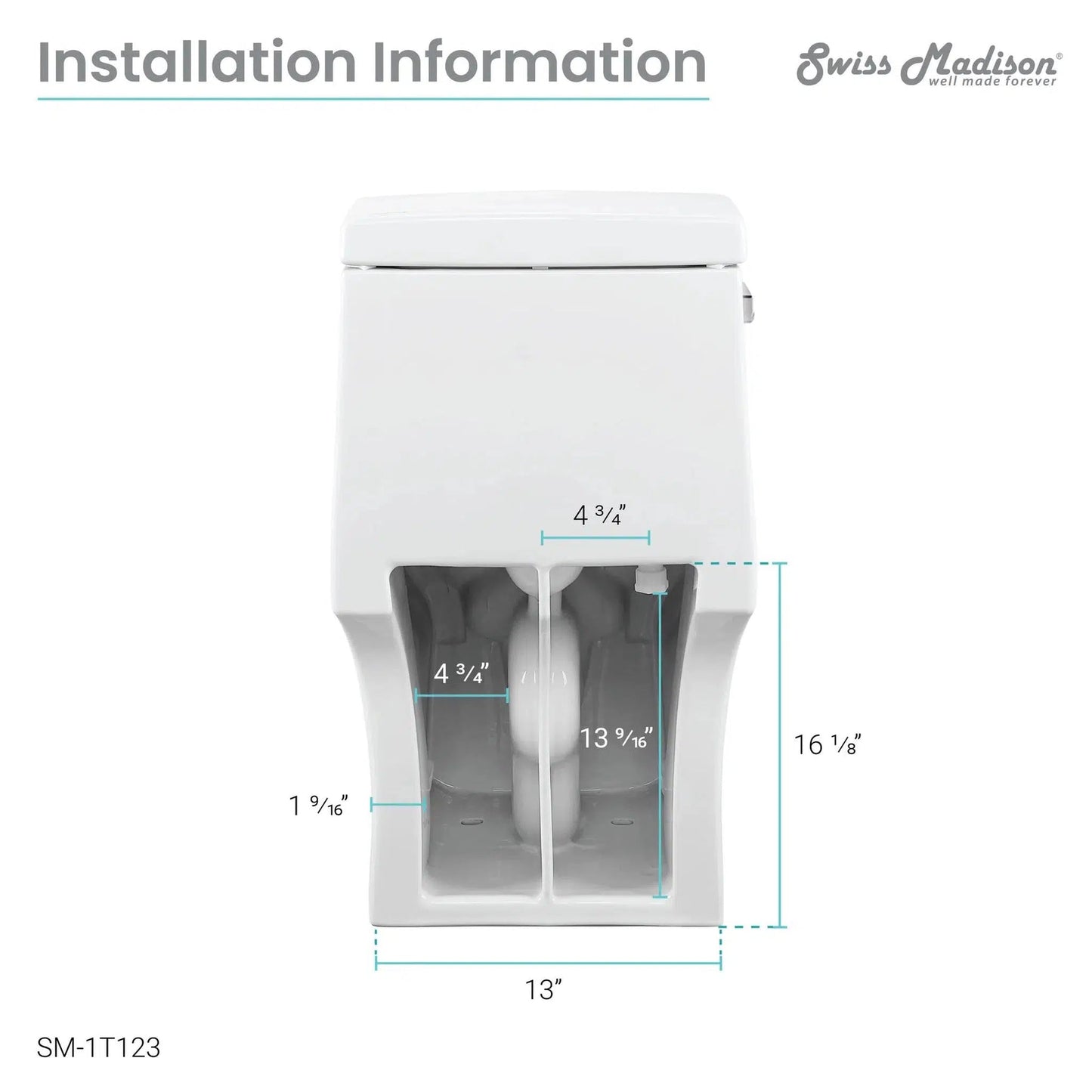 Swiss Madison Virage 14" x 28" Glossy White One-Piece Elongated Floor Mounted Toilet With 1.28 GPF Vortex Side Flush Function