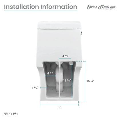 Swiss Madison Virage 14" x 28" Glossy White One-Piece Elongated Floor Mounted Toilet With 1.28 GPF Vortex Side Flush Function