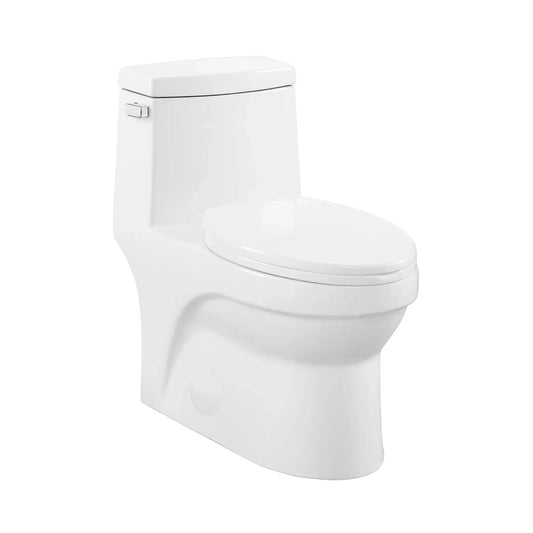 Swiss Madison Virage 14" x 28" Glossy White One-Piece Elongated Floor Mounted Toilet With 1.28 GPF Vortex Side Flush Function