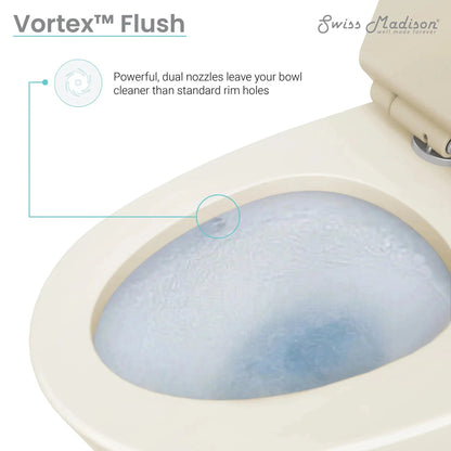 Swiss Madison Virage 15" x 28" Bisque One-Piece Elongated Floor Mounted Toilet With 1.1/1.6 GPF Vortex Dual-Flush Function