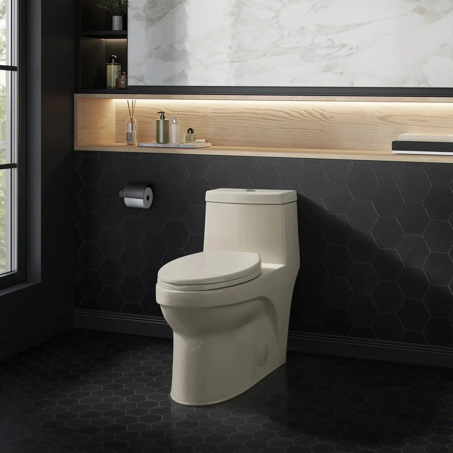 Swiss Madison Virage 15" x 28" Bisque One-Piece Elongated Floor Mounted Toilet With 1.1/1.6 GPF Vortex Dual-Flush Function