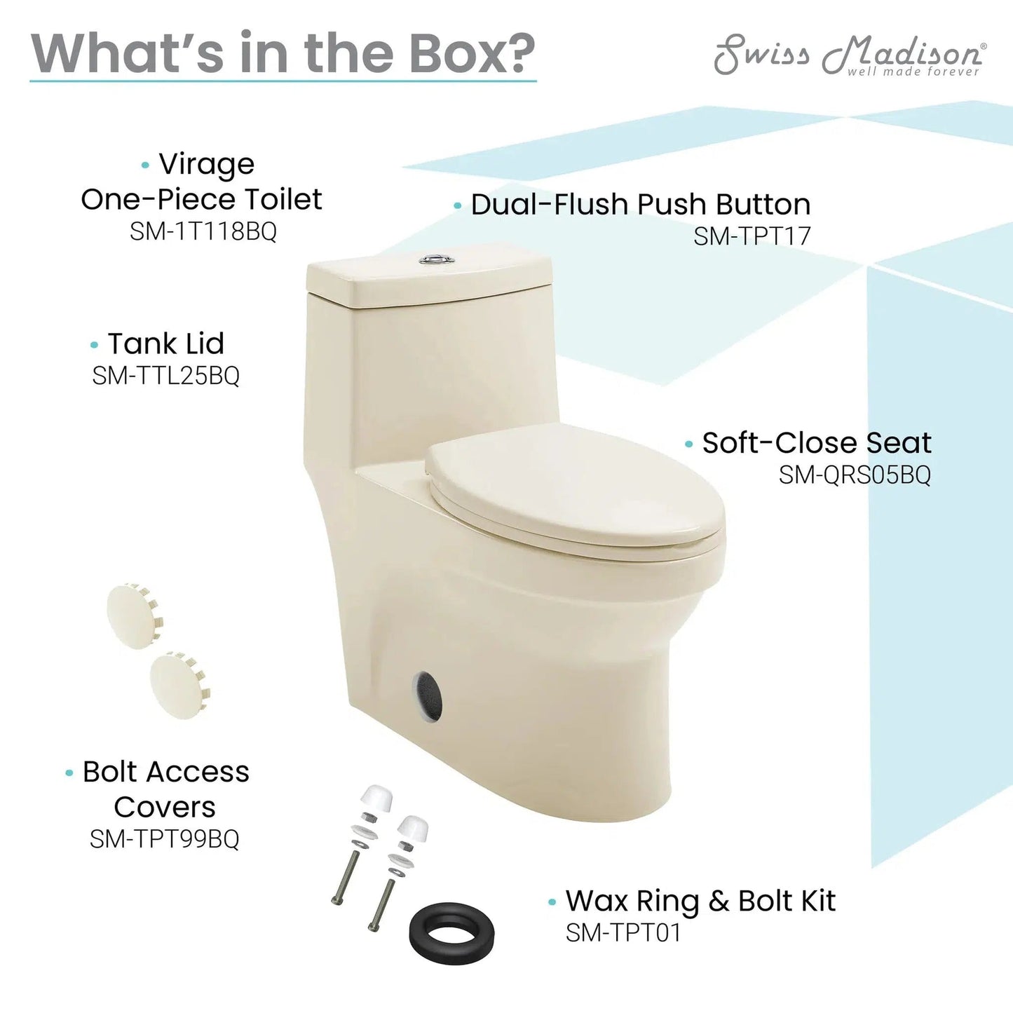 Swiss Madison Virage 15" x 28" Bisque One-Piece Elongated Floor Mounted Toilet With 1.1/1.6 GPF Vortex Dual-Flush Function