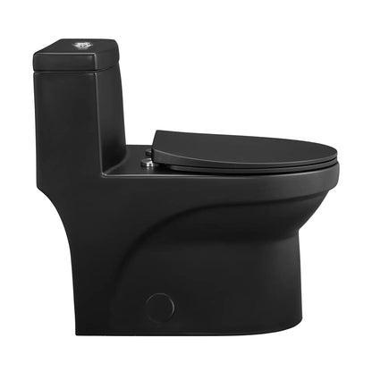 Swiss Madison Virage 15" x 28" Matte Black One-Piece Elongated Floor Mounted Toilet With 1.1/1.6 GPF Vortex Dual-Flush Function