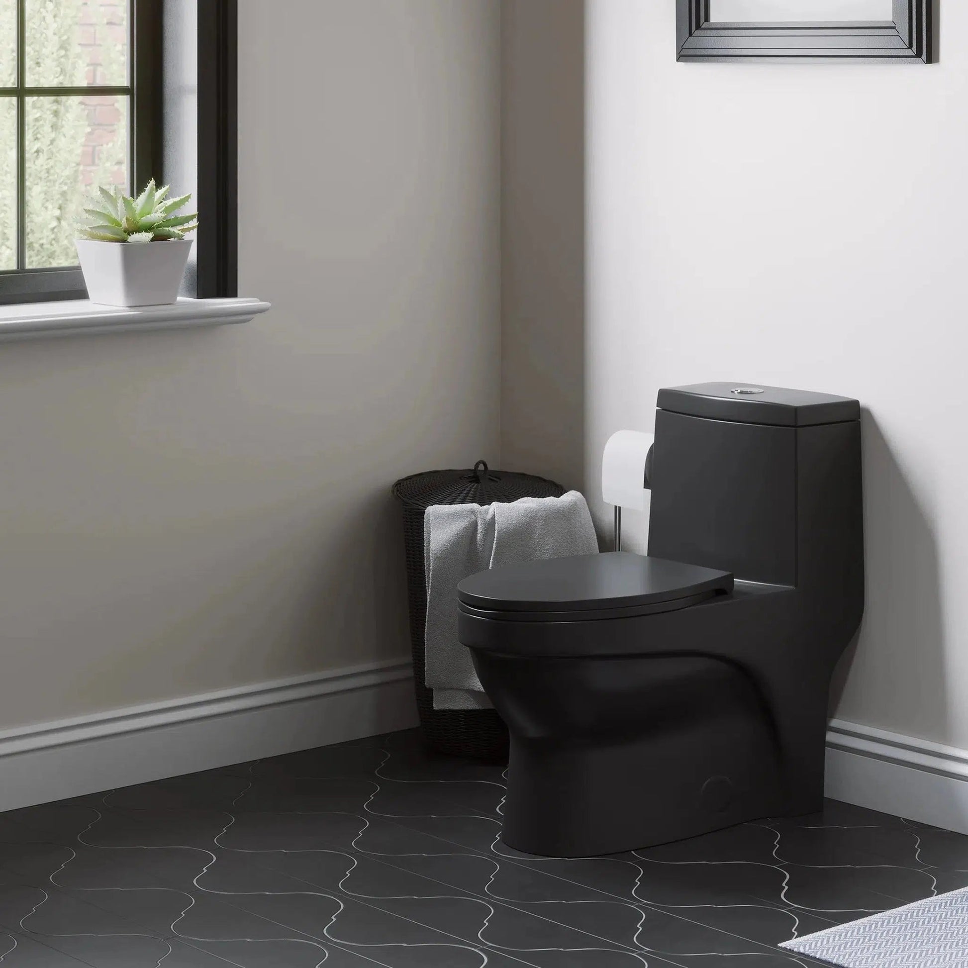 Swiss Madison Virage 15" x 28" Matte Black One-Piece Elongated Floor Mounted Toilet With 1.1/1.6 GPF Vortex™ Dual-Flush Function