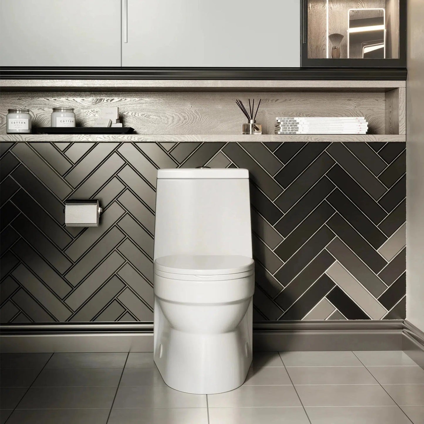 Swiss Madison Virage 15" x 28" White One-Piece Elongated Floor Mounted Toilet With 1.1/1.6 GPF Vortex Dual-Flush Function