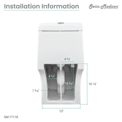 Swiss Madison Virage 15" x 28" White One-Piece Elongated Floor Mounted Toilet With 1.1/1.6 GPF Vortex Dual-Flush Function