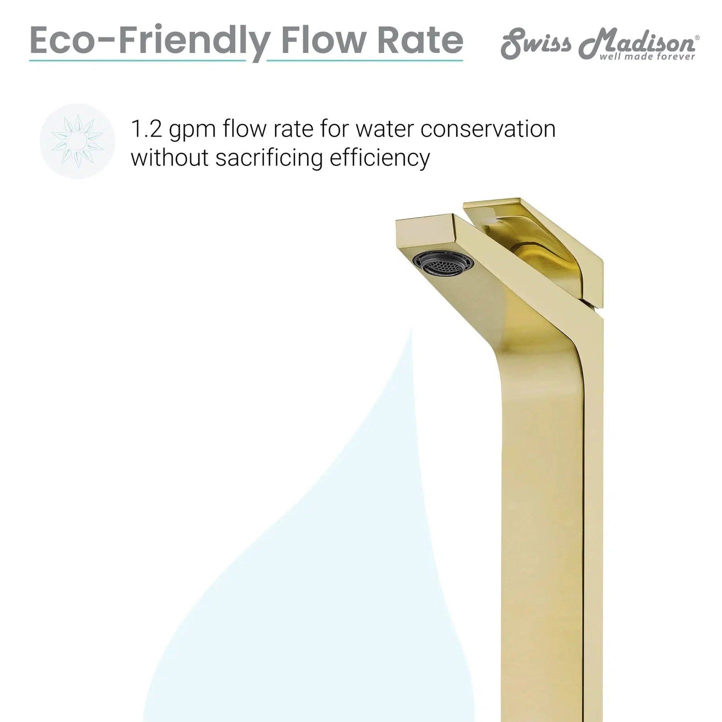Swiss Madison Voltaire 11" Brushed Gold Single Hole Bathroom Faucet With Flow Rate of 1.5 GPM