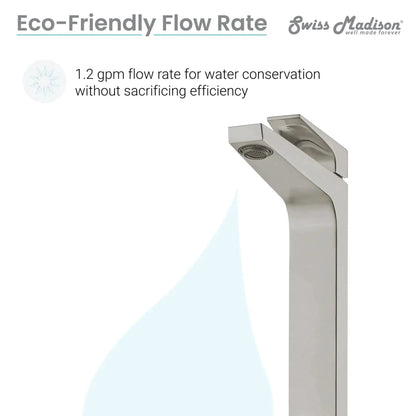 Swiss Madison Voltaire 11" Brushed Nickel Single Hole Bathroom Faucet With Flow Rate of 1.5 GPM