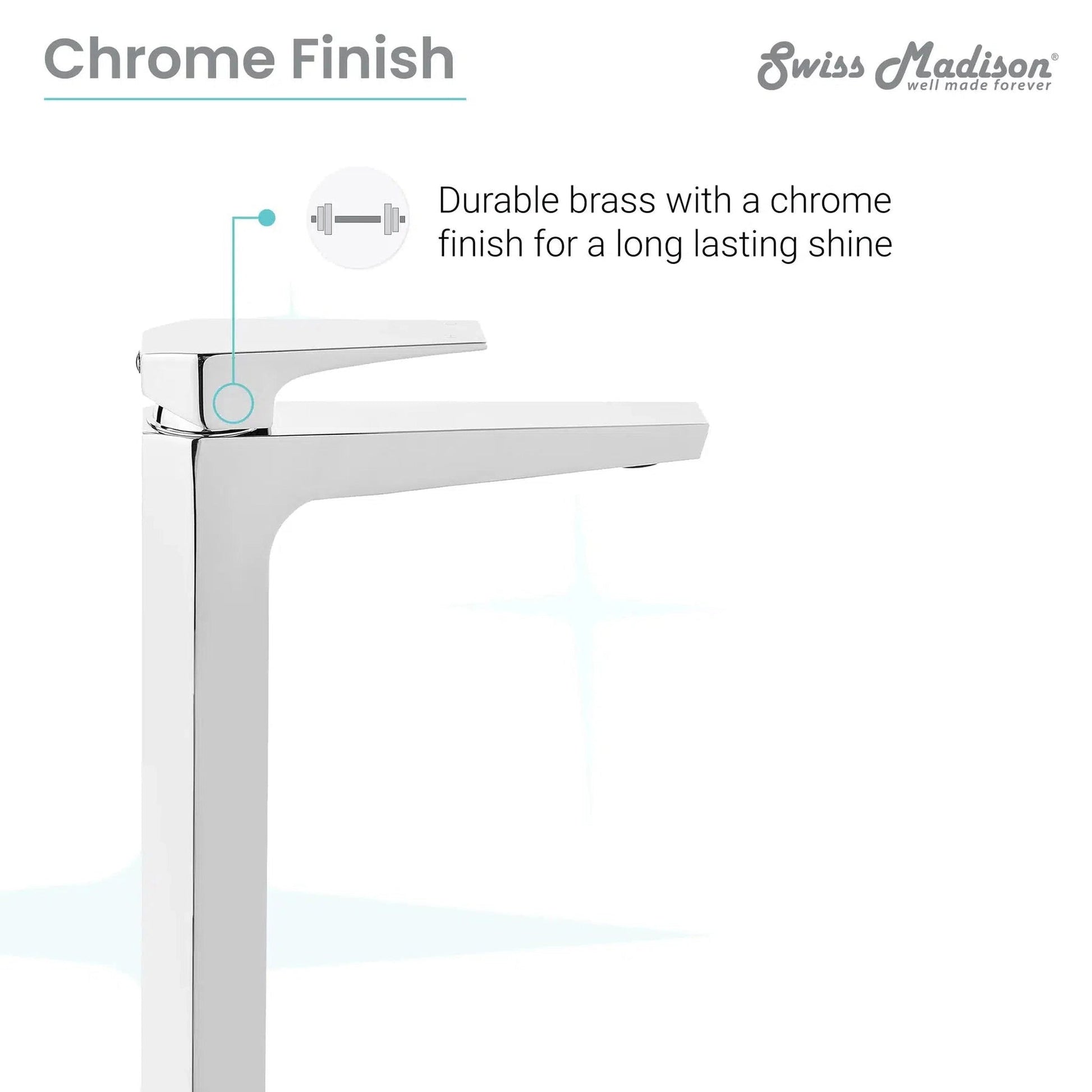 Swiss Madison Voltaire 11" Chrome Single Hole Bathroom Faucet With Flow Rate of 1.5 GPM