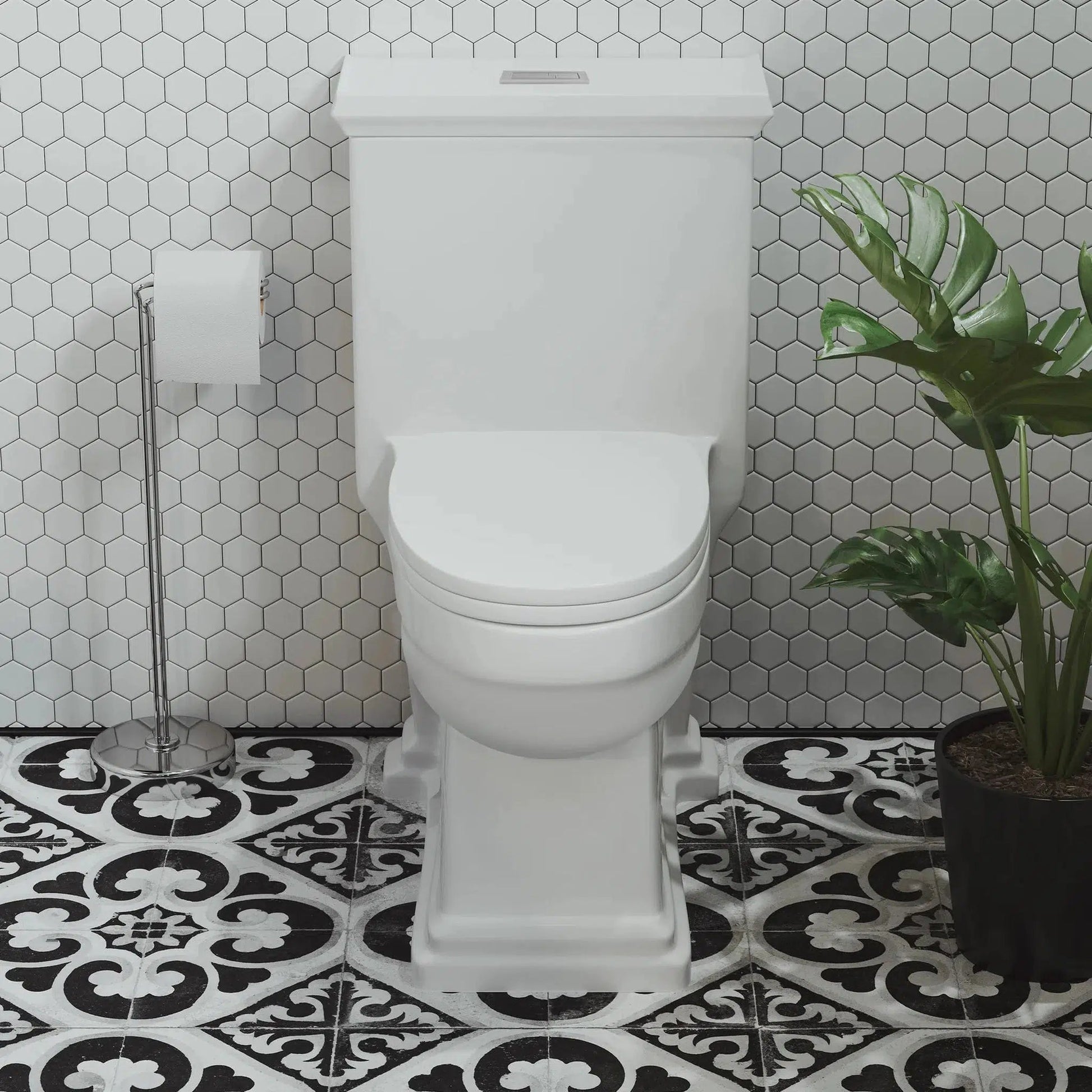 Swiss Madison Voltaire 17" x 29" Glossy White One-Piece Elongated Floor Mounted Toilet With 1.1/1.6 GPF Dual-Flush Function