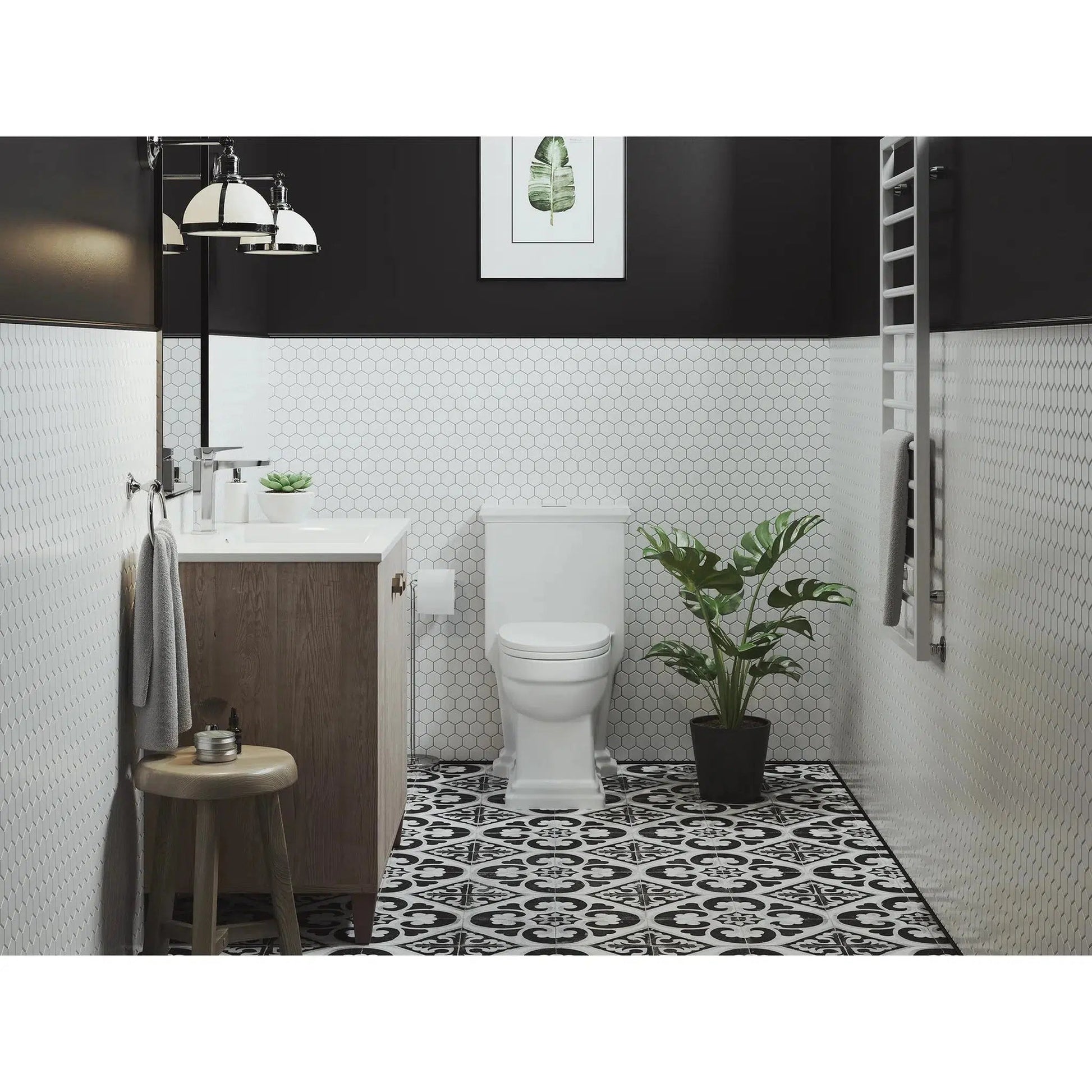 Swiss Madison Voltaire 17" x 29" Glossy White One-Piece Elongated Floor Mounted Toilet With 1.1/1.6 GPF Dual-Flush Function
