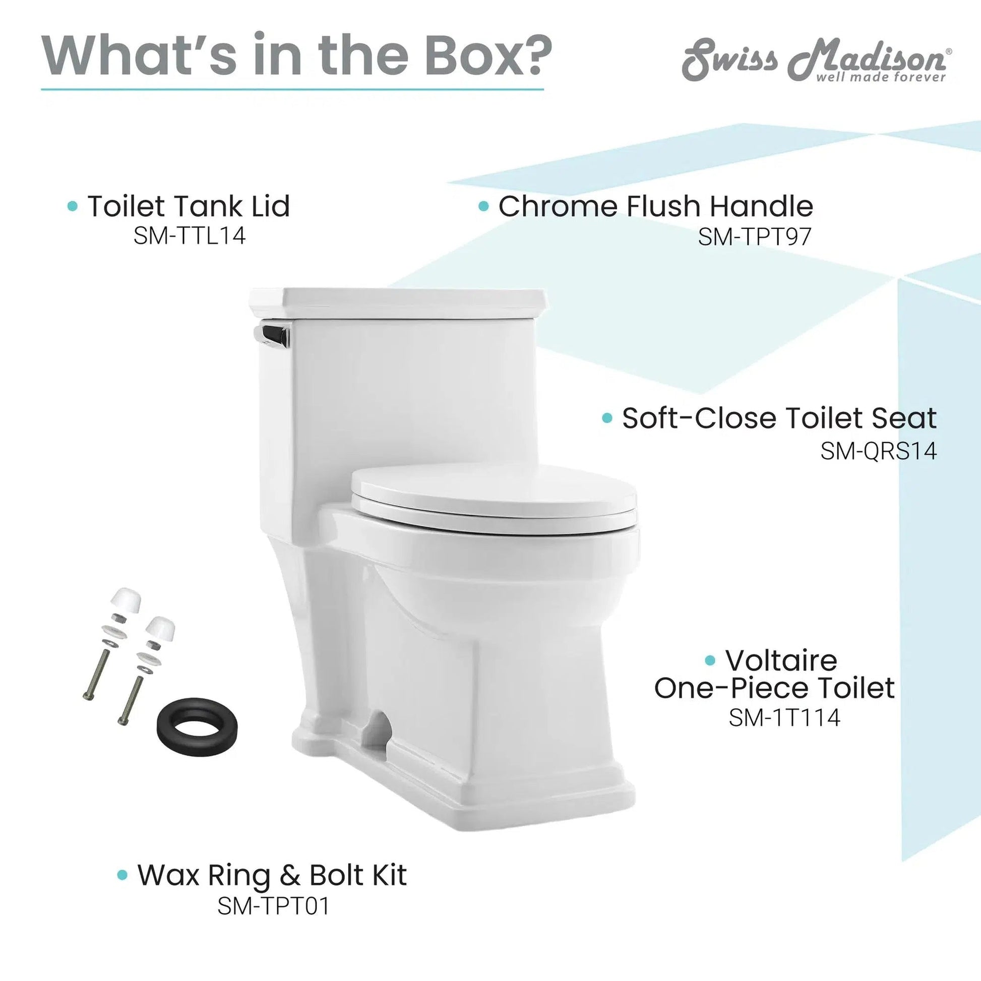 Swiss Madison Voltaire 17" x 29" Glossy White One-Piece Elongated Floor Mounted Toilet With 1.28 GPF Side Flush Function