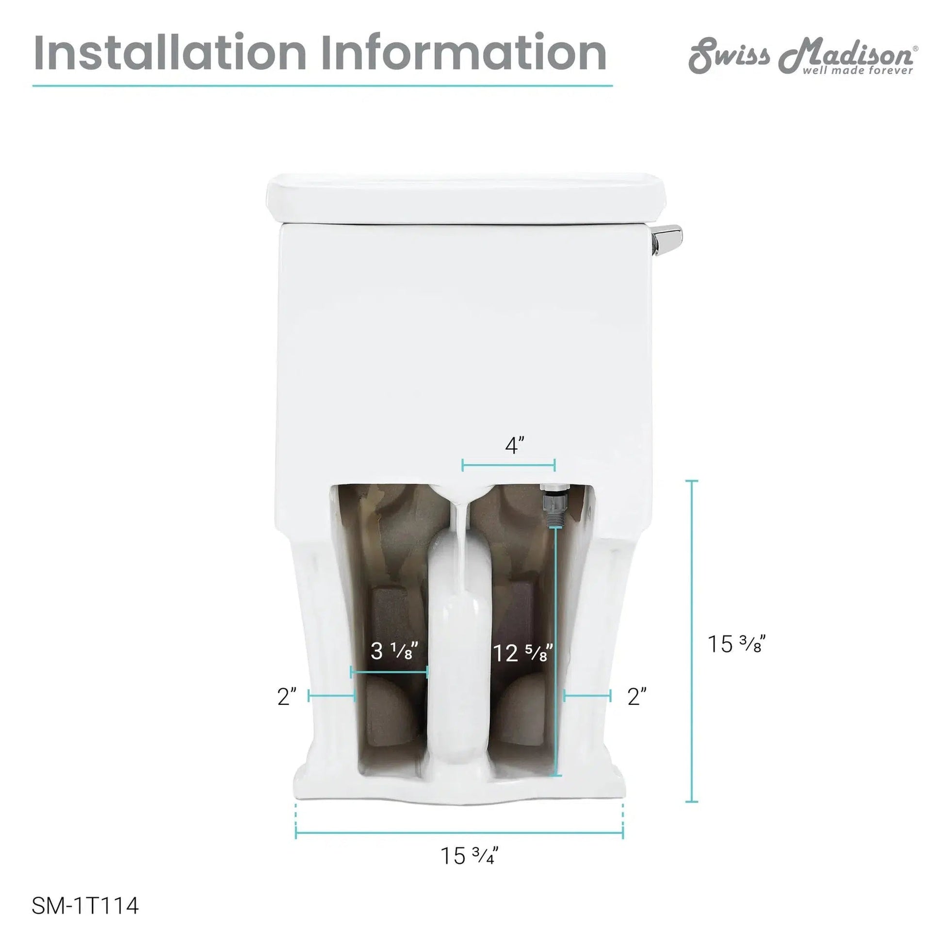 Swiss Madison Voltaire 17" x 29" Glossy White One-Piece Elongated Floor Mounted Toilet With 1.28 GPF Side Flush Function