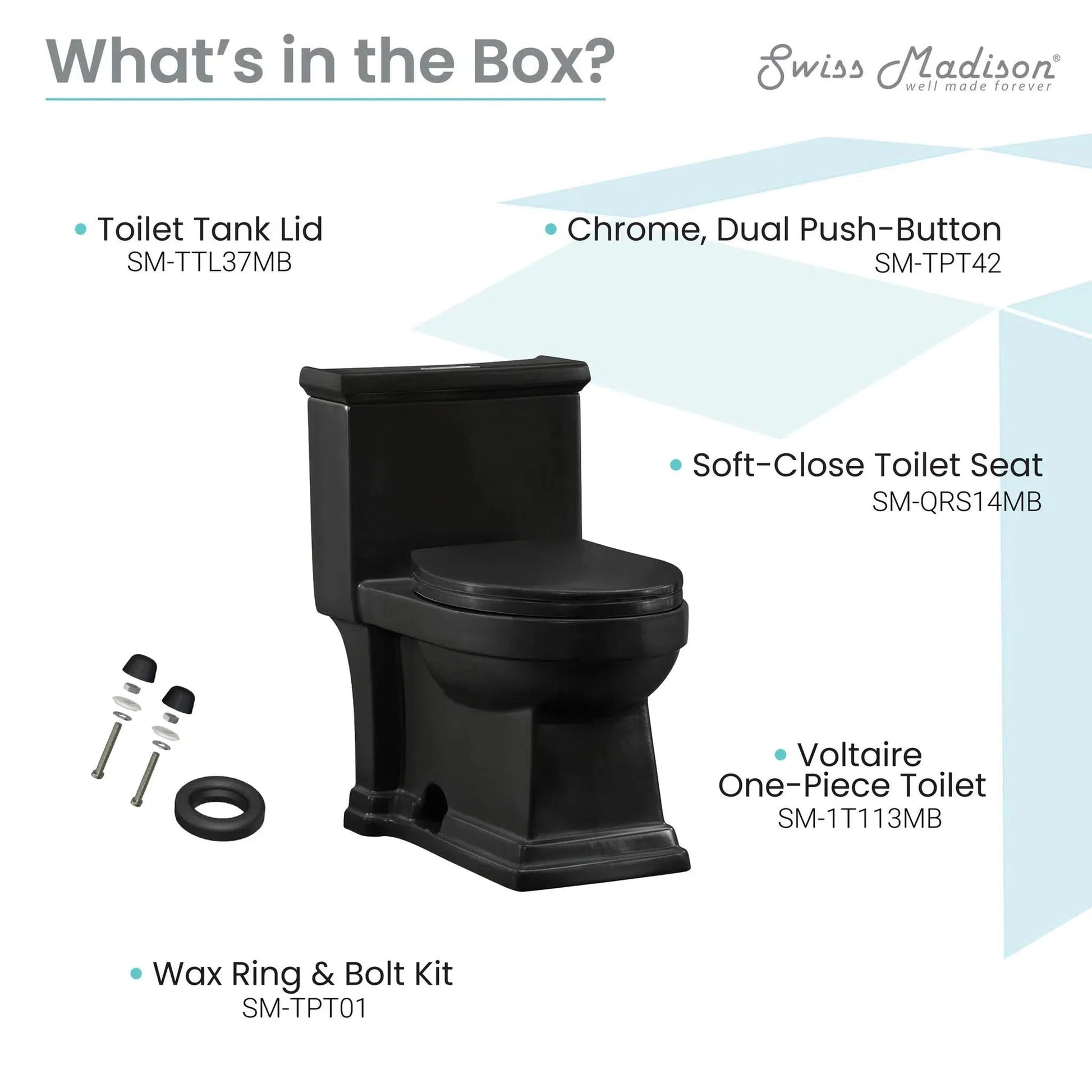 Swiss Madison Voltaire 17" x 29" Matte Black One-Piece Elongated Floor Mounted Toilet With 1.1/1.6 GPF Dual-Flush Function