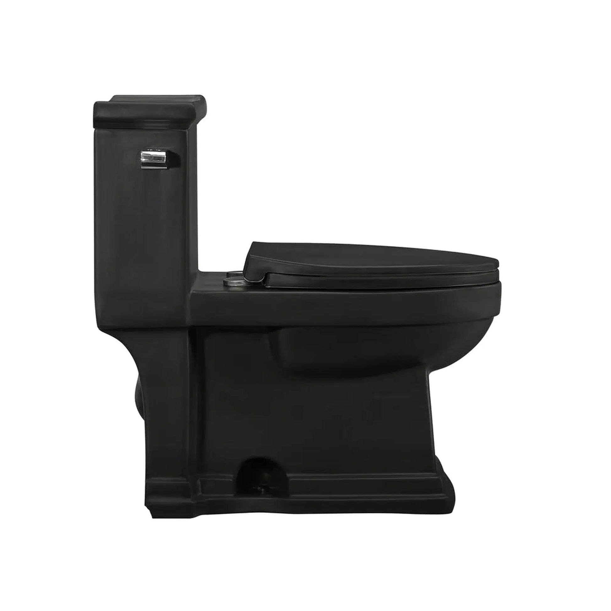 Swiss Madison Voltaire 17" x 29" Matte Black One-Piece Elongated Floor Mounted Toilet With 1.28 GPF Side Flush Function