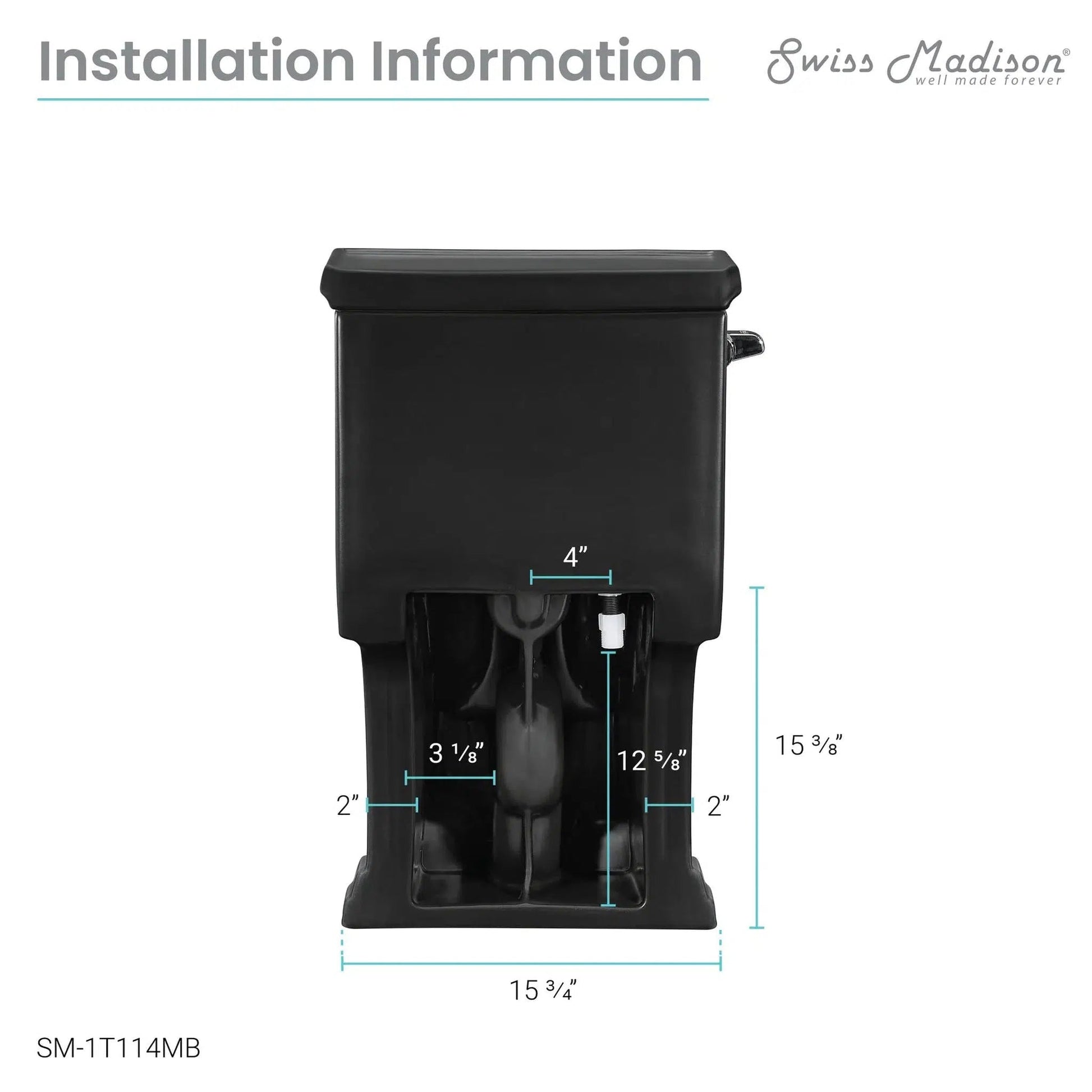 Swiss Madison Voltaire 17" x 29" Matte Black One-Piece Elongated Floor Mounted Toilet With 1.28 GPF Side Flush Function