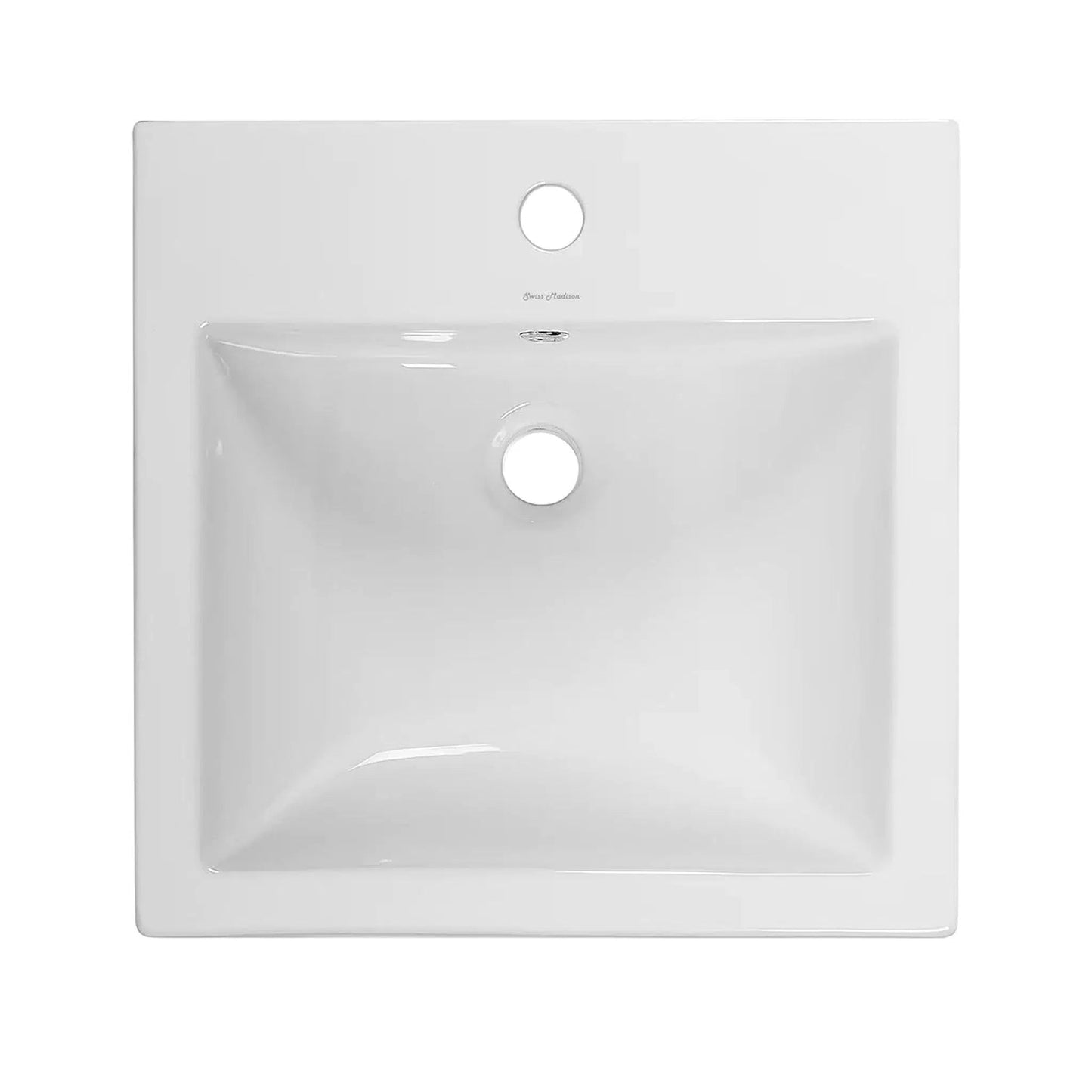 Swiss Madison Voltaire 18" x 18" Wall-Mounted Square White Ceramic Bathroom Sink