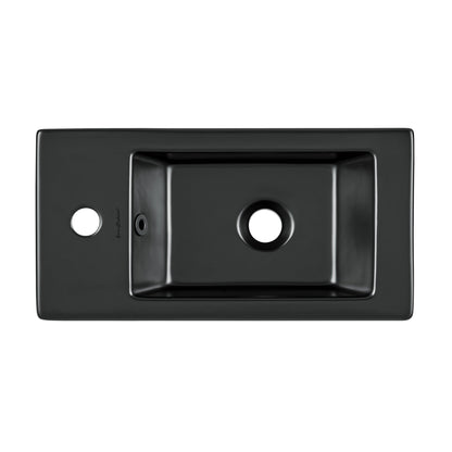 Swiss Madison Voltaire 20" x 10" Rectangular Matte Black Ceramic Wall-Hung Bathroom Sink With Left Side Single Hole Faucet