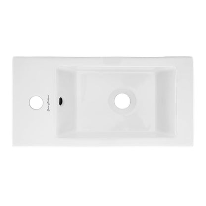 Swiss Madison Voltaire 20" x 10" Rectangular White Ceramic Wall-Hung Bathroom Sink With Left Side Single Hole Faucet