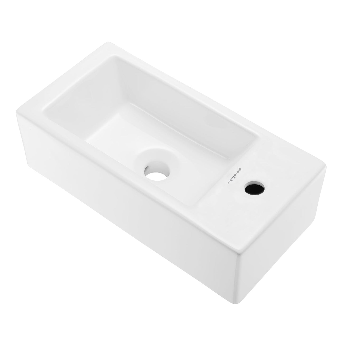 Swiss Madison Voltaire 20" x 10" Rectangular White Ceramic Wall-Hung Bathroom Sink With Right Side Single Hole Faucet