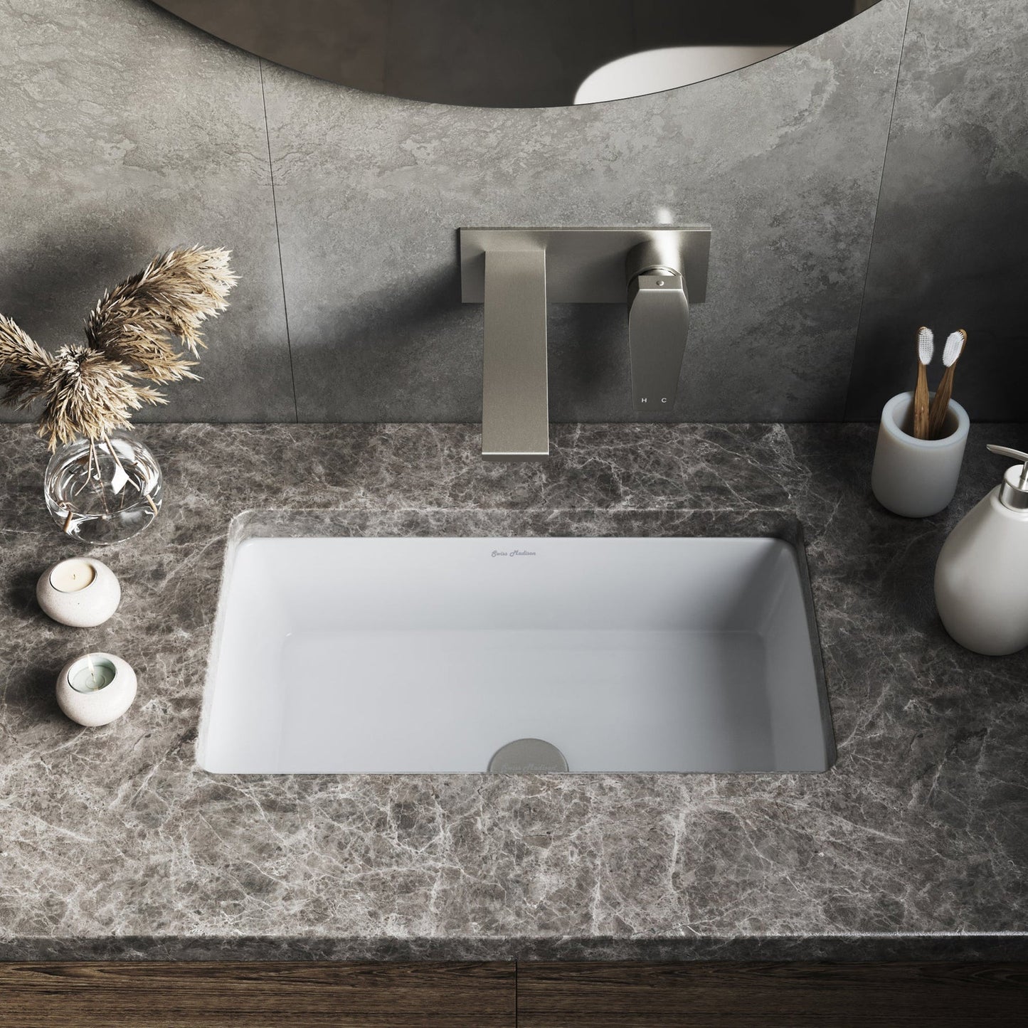 Swiss Madison Voltaire 21" x 13" White Rectangle Ceramic Bathroom Undermount Sink
