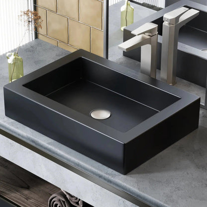 Swiss Madison Voltaire 22" x 16" Matte Black Rectangle Ceramic Vessel Bathroom Sink