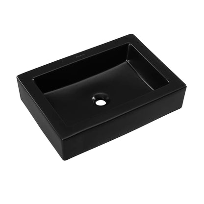 Swiss Madison Voltaire 22" x 16" Matte Black Rectangle Ceramic Vessel Bathroom Sink