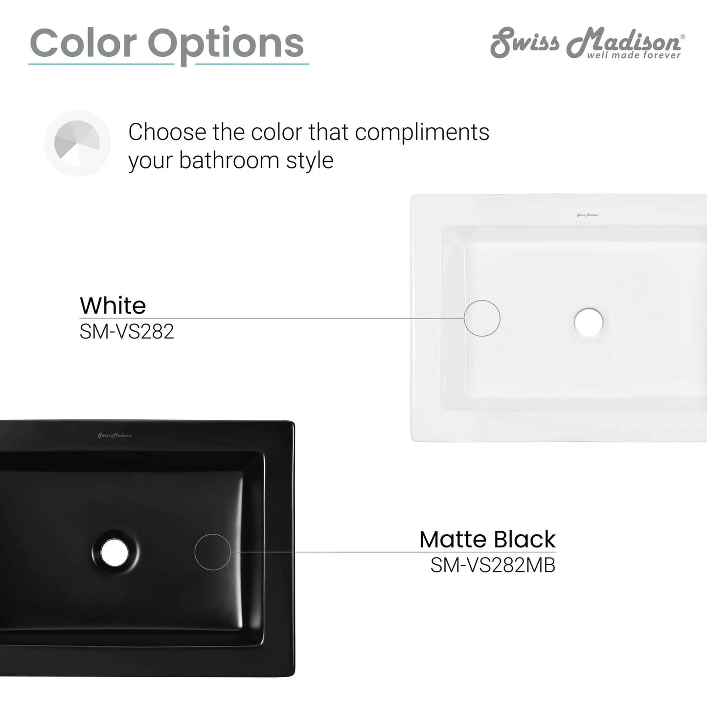 Swiss Madison Voltaire 22" x 16" Matte Black Rectangle Ceramic Vessel Bathroom Sink