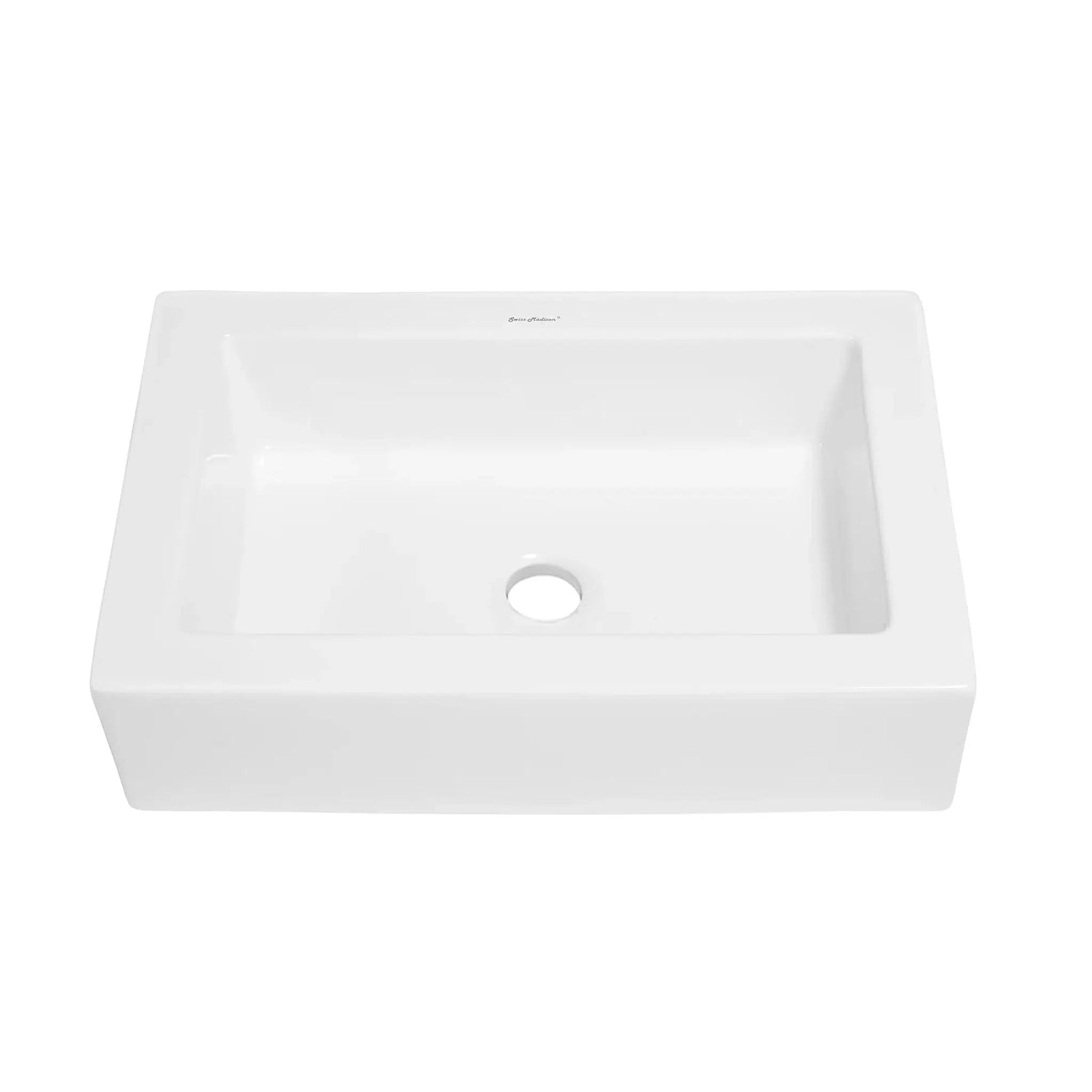Swiss Madison Voltaire 22" x 16" White Rectangle Ceramic Vessel Bathroom Sink