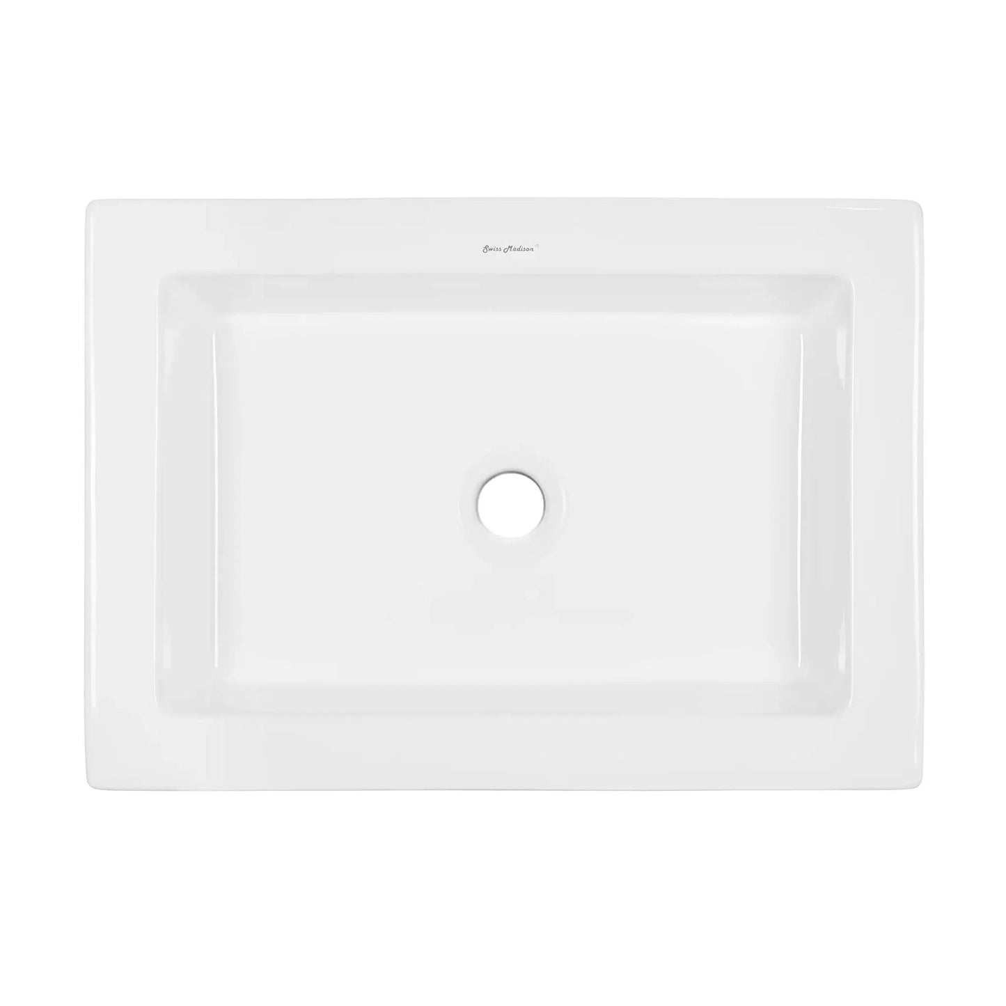 Swiss Madison Voltaire 22" x 16" White Rectangle Ceramic Vessel Bathroom Sink