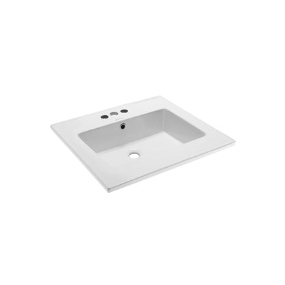 Swiss Madison Voltaire 25" x 22" Rectangular White Ceramic Bathroom Vanity Top Drop-In Sink With 4" Centerset Faucet Holes