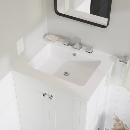 Swiss Madison Voltaire 25" x 22" Rectangular White Ceramic Bathroom Vanity Top Drop-In Sink With 4" Centerset Faucet Holes